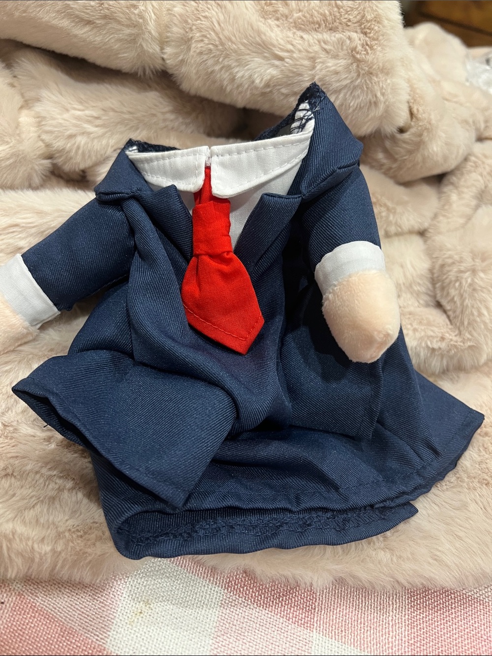 Navy Dog Dress with Red Tie Xs